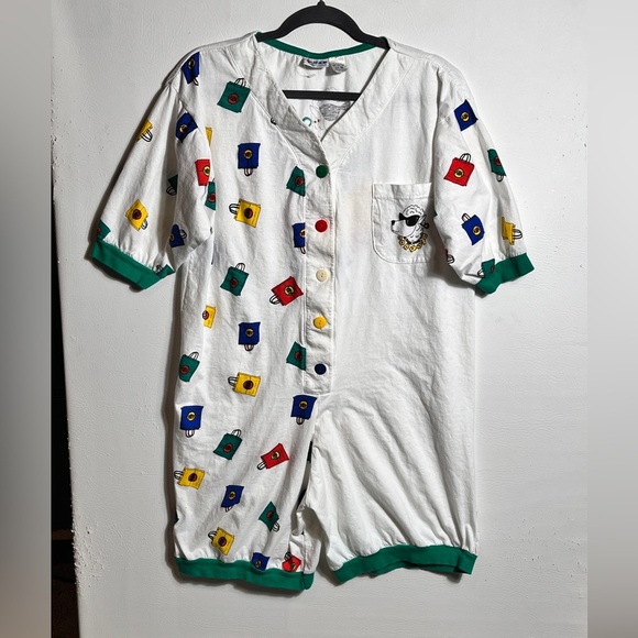 Nap Pants - Vintage Colorful Graphic Romper Medium